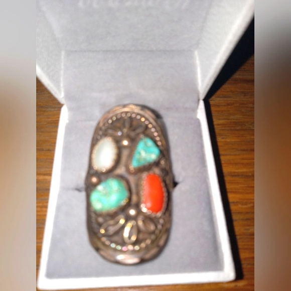 jefferson james Jewelry - Vintage Boho Navajo Turquoise Ring Signed By Jefferson James #festival